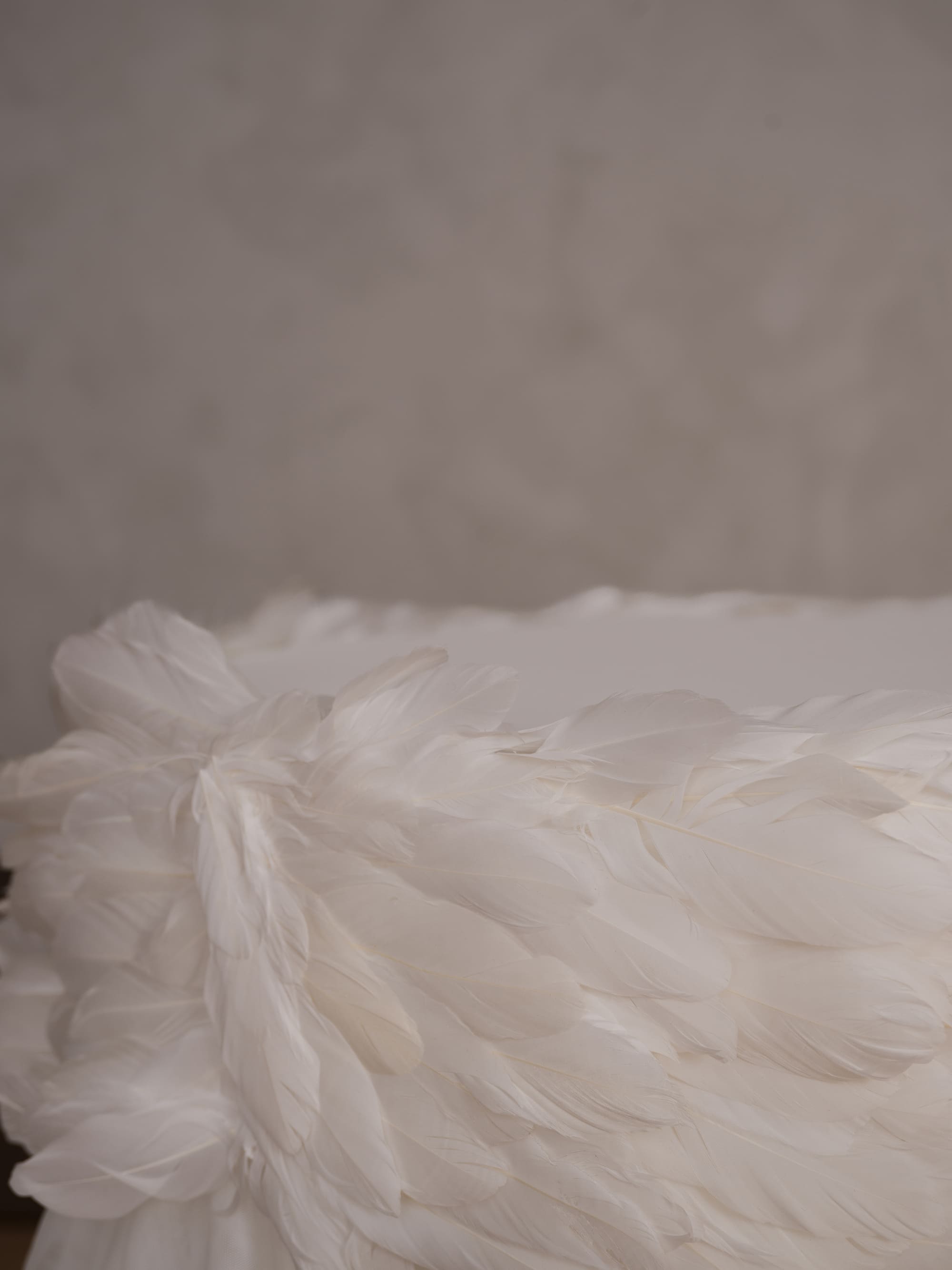 tablecloth with feather and tulle details