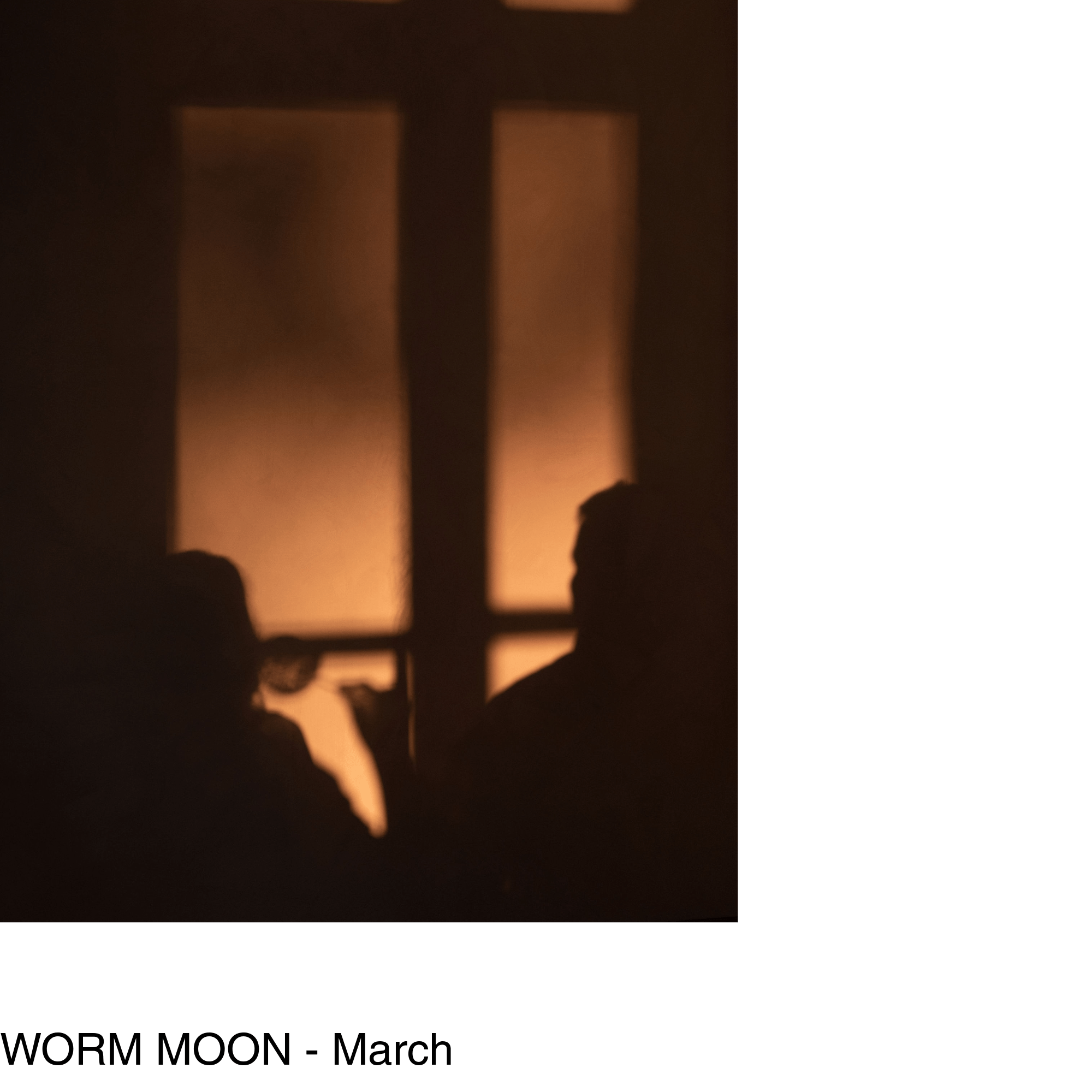 silhouette of two people through the warm dusk light