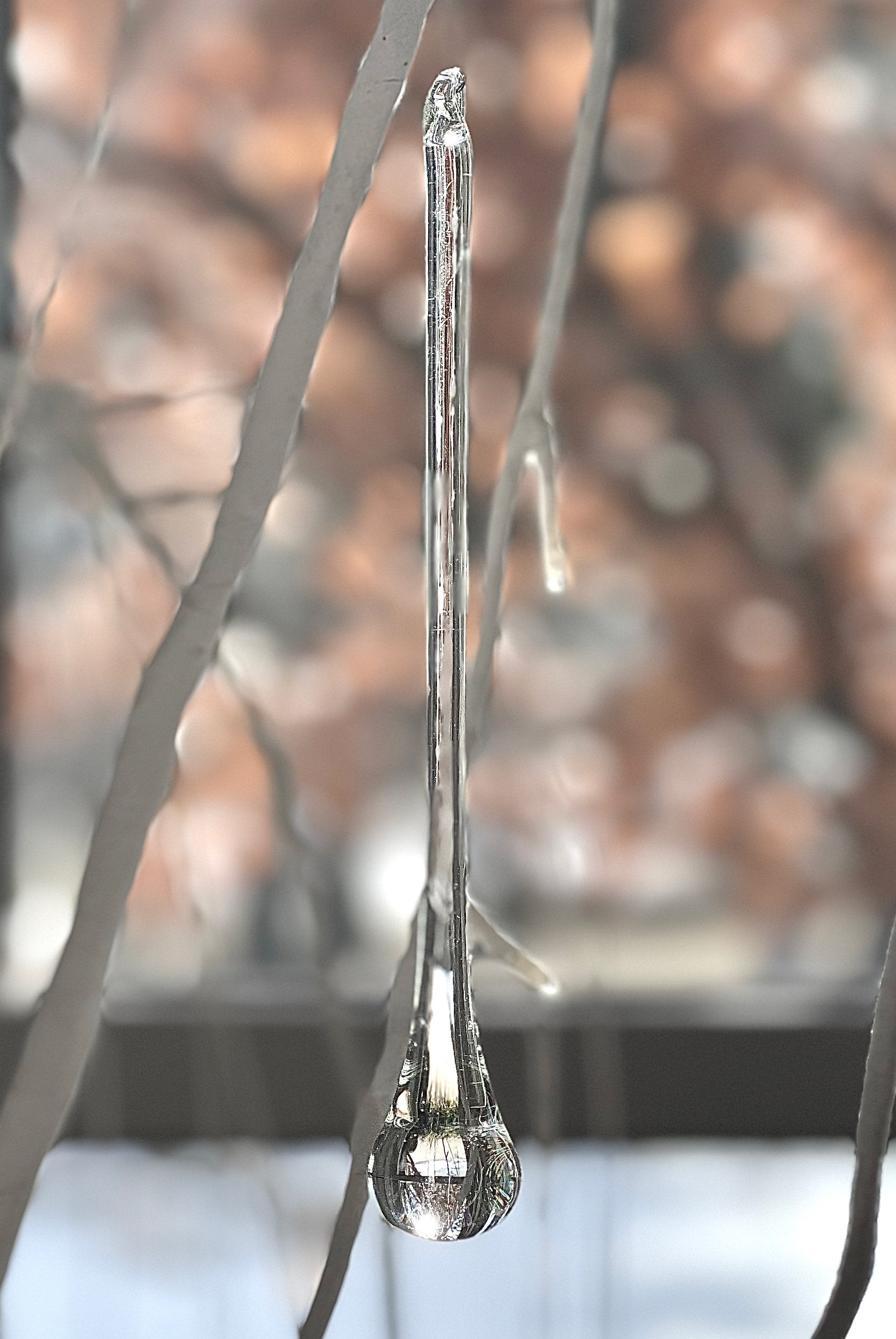 Tear drop shaped, organically hand blown glass icicles. 