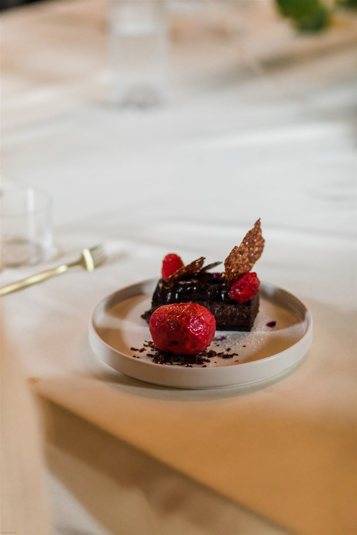 closeup of chocolate dessert